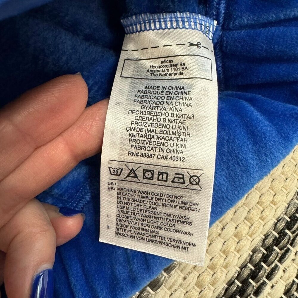 Adidas Originals x Jeremy Scott Women's Track Jacket Cropped Velour Top Blue L - Picture 12 of 15